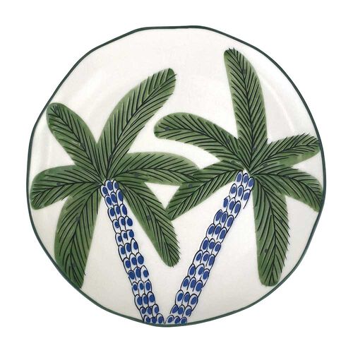 Coconut Bay Round Plate - White Palm